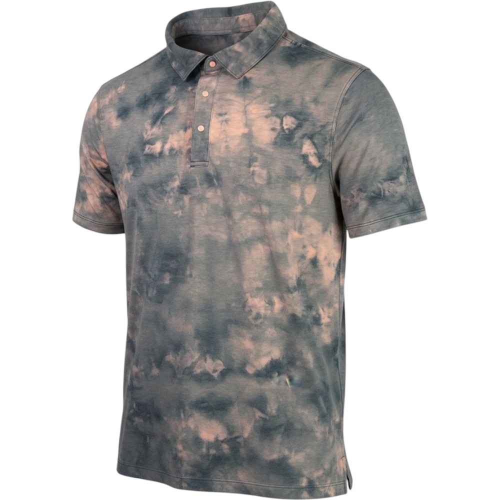 Lululemon Evolution Short Sleeve Polo Shirt Mens Medium Tie Dye Gray Athletic